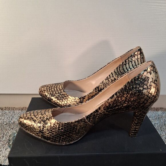 Women's Vince Camuto Kain Pointed Toe Mid Heel Pumps, Size 8  Golden - Picture 4 of 10